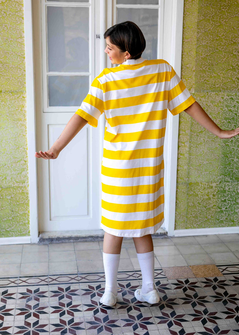 שמלת טריקו קנדי | פסים צהוב