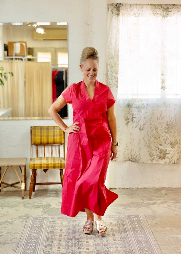 שמלת גלביה לנצח | שרוול קצר | לייקרה אדום