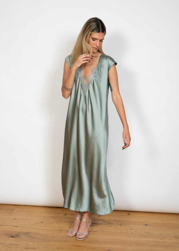 אוליביה נילוס ירוק מעושן | שמלה
