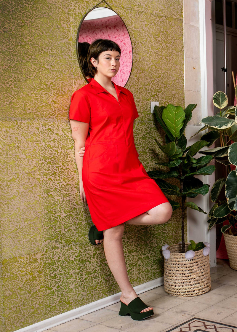 שמלת פועלת סאן | אדום