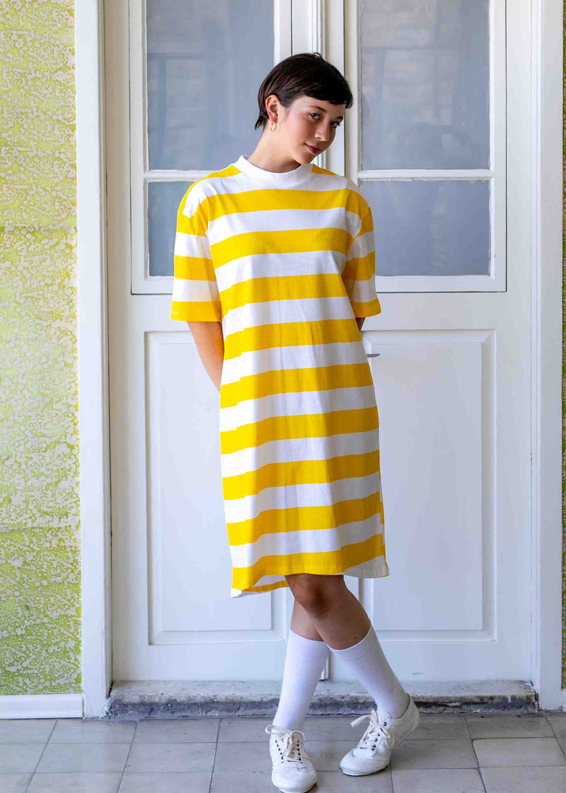 שמלת טריקו קנדי | פסים צהוב
